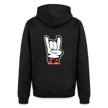 Hand Rock Pommesgabel - Unisex Premium Bio Zip Hoodie - Schwarz - Hinten - Nico (187cm)