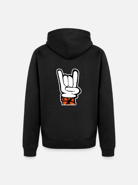 Hand Rock Pommesgabel - Unisex Premium Bio Zip Hoodie - Schwarz