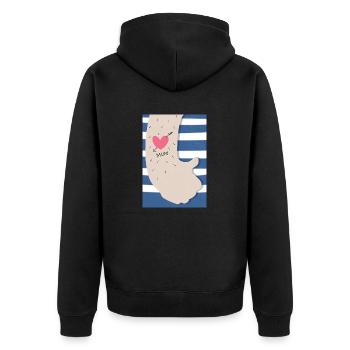 Mum Tattoo - Unisex Premium Bio Zip Hoodie - Schwarz - Hinten - Nico (187cm)