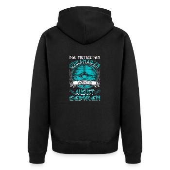 August - Scifiandtvtalk - birthday - DE - Unisex Premium Organic Zip Hoodie - black - Back - Nico (187cm)