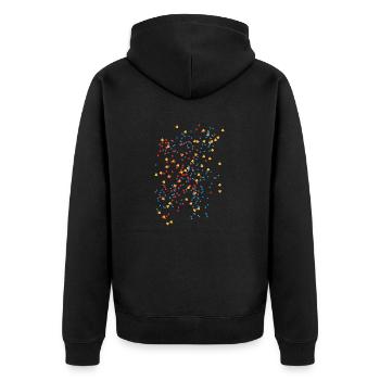 Konfetti - Unisex Premium Bio Zip Hoodie - Schwarz - Hinten - Nico (187cm)