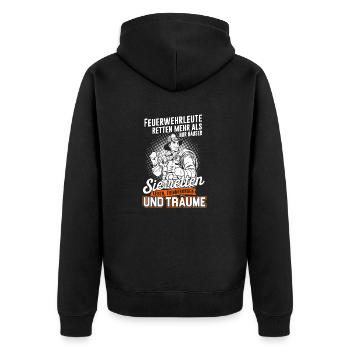 Feuerwehr Feuerwehrmann Feuerwehrfrau Träume - Unisex Premium Bio Zip Hoodie - Schwarz - Hinten - Nico (187cm)