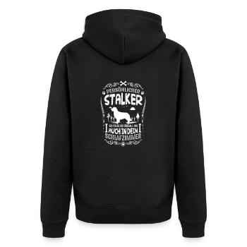 Golden Retriever persönlicher Stalker - Unisex Premium Bio Zip Hoodie - Schwarz - Hinten - Nico (187cm)