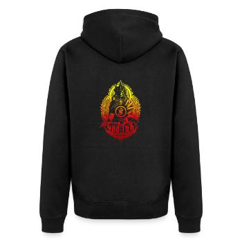 God is Ink Meditation Logo - Unisex Premium Bio Zip Hoodie - Schwarz - Hinten - Nico (187cm)