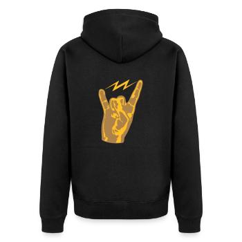 hand finger heavy metal hard rock konzert musik pa - Unisex Premium Bio Zip Hoodie - Schwarz - Hinten - Nico (187cm)