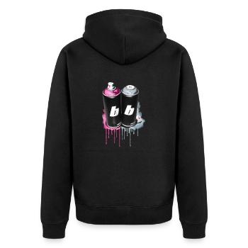 benny spray cans - Unisex Premium Bio Zip Hoodie - Schwarz - Hinten - Nico (187cm)