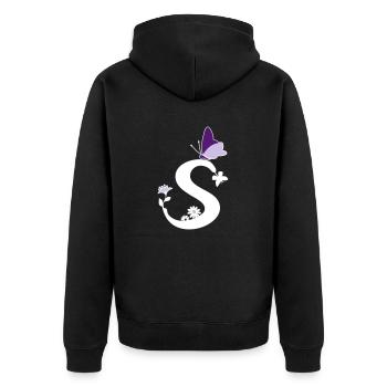 Butterfly Decoration Letter Initial S - Unisex Premium Organic Zip Hoodie - black - Back - Nico (187cm)