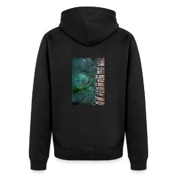 Naturbild Holzsteg mit Fischen - Geschenkidee - Unisex Premium Bio Zip Hoodie - Schwarz - Hinten - Nico (187cm)