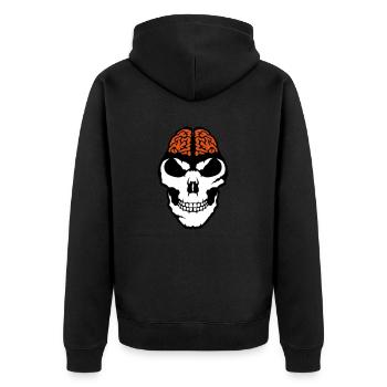 brain brain death brain skull - Unisex Premium Organic Zip Hoodie - black - Back - Nico (187cm)