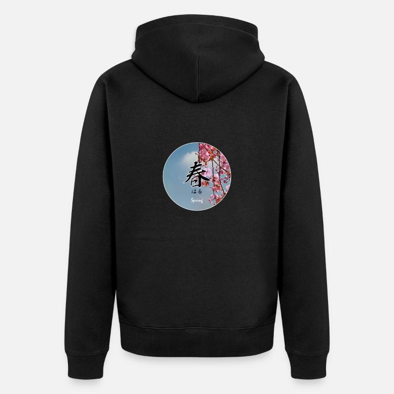 Frühling haru Frühling - Unisex Premium Bio Zip Hoodie - Schwarz