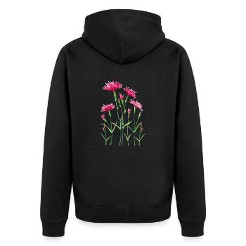 Blumen - Unisex Premium Bio Zip Hoodie - Schwarz - Hinten - Nico (187cm)