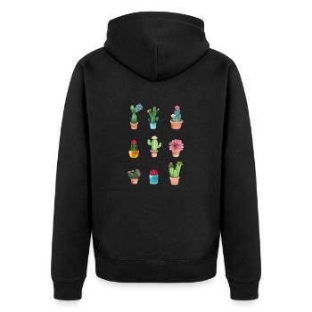 Kaktus - Unisex Premium Bio Zip Hoodie - Schwarz - Hinten - Nico (187cm)