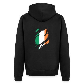 Irland Flagge zerrissenes Motiv - Unisex Premium Bio Zip Hoodie - Schwarz - Hinten - Nico (187cm)