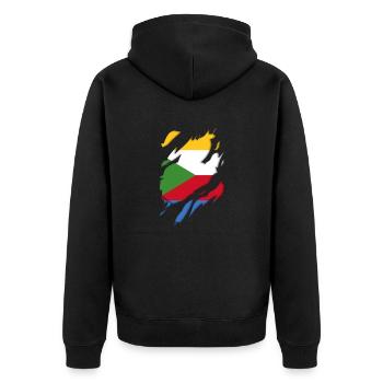 Komoren Flagge zerrissenes Motiv - Unisex Premium Bio Zip Hoodie - Schwarz - Hinten - Nico (187cm)