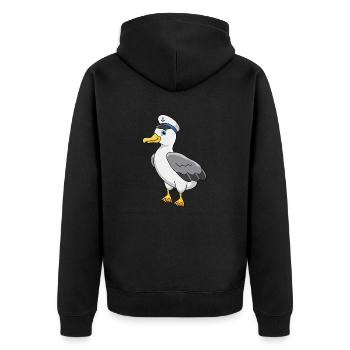gull - Unisex Premium Organic Zip Hoodie - black - Back - Nico (187cm)