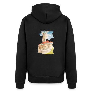 Rathaus Spandau von Berlin by Art_Klex_Berlin - Unisex Premium Bio Zip Hoodie - Schwarz - Hinten - Nico (187cm)