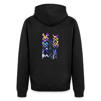Denken Sie über den Tellerrand hinaus positive Gedanken glücklich - Unisex Premium Bio Zip Hoodie - Schwarz - Hinten - Nico (187cm)