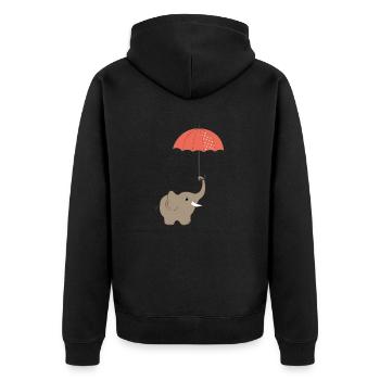 Éléphant en automne parapluie de jour de pluie « pluie heureuse » - Veste à capuche bio Premium Unisexe - noir - Dos - Nico (187cm)