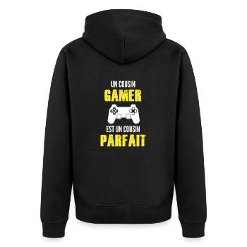un cousin gamer est un cousin parfait - Veste à capuche bio Premium Unisexe - noir - Dos - Nico (187cm)