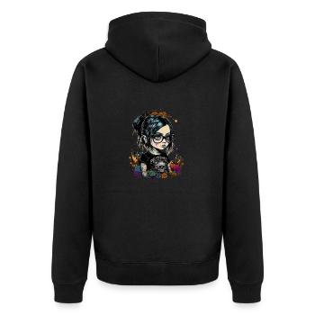 Petite fille aux lunettes gothiques - Veste à capuche bio Premium Unisexe - noir - Dos - Nico (187cm)