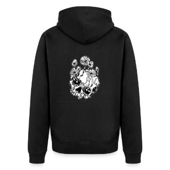Magic Mushrooms // Skulls // Illustration - Unisex Premium Bio Zip Hoodie - Schwarz - Hinten - Nico (187cm)