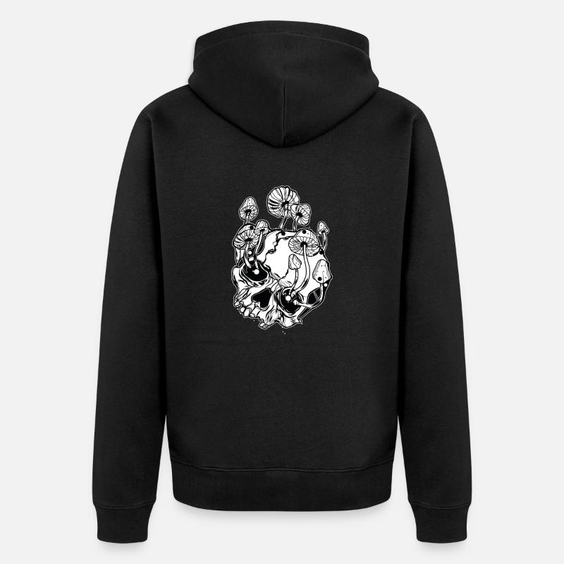 Champignons magiques // Crânes // Illustration - Veste à capuche bio Premium Unisexe - noir