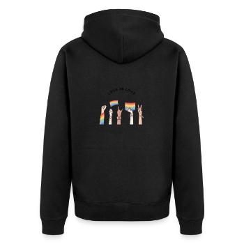 Pride Hive - Unisex Premium Organic Zip Hoodie - black - Back - Nico (187cm)