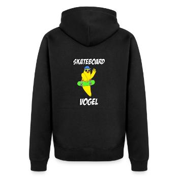Skateboard Vogel - Unisex Premium Bio Zip Hoodie - Schwarz - Hinten - Nico (187cm)