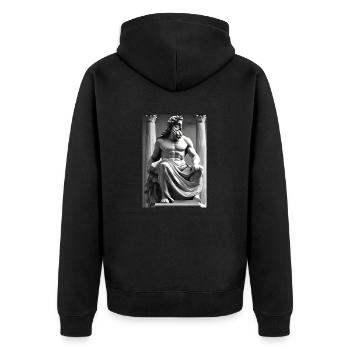 Zeus II - Unisex Premium Bio Zip Hoodie - Schwarz - Hinten - Nico (187cm)