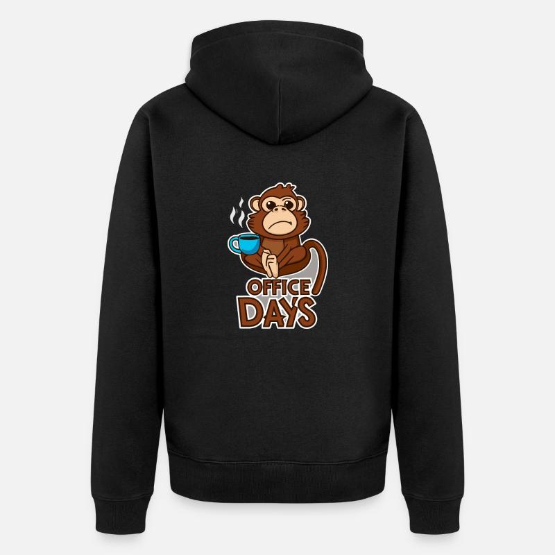 Grumpy Monkey Office-Days Geschenk - Unisex Premium Bio Zip Hoodie - Schwarz