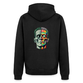 Zombie-Hipster - Unisex Premium Bio Zip Hoodie - Schwarz - Hinten - Nico (187cm)