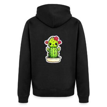 Cute Kawaii Cactus - Unisex Premium Organic Zip Hoodie - black - Back - Nico (187cm)