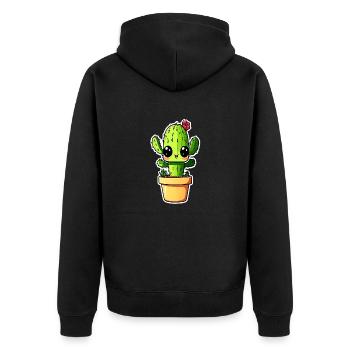 Cute Kawaii Cactus - Unisex Premium Organic Zip Hoodie - black - Back - Nico (187cm)