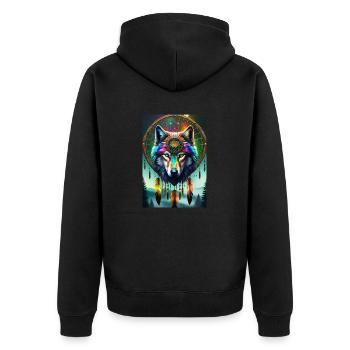 Le loup à vos côtés - Veste à capuche bio Premium Unisexe - noir - Dos - Nico (187cm)