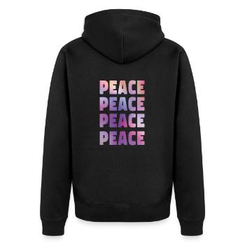 Frieden gegen Krieg statement weihnachten - Unisex Premium Bio Zip Hoodie - Schwarz - Hinten - Nico (187cm)