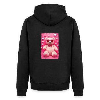 Valentine’s Day teddy with pink sunglasses - Unisex Premium Organic Zip Hoodie - black - Back - Nico (187cm)