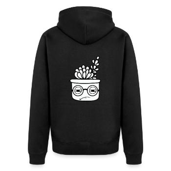 Cool Cactus with Glasses - Unisex Premium Organic Zip Hoodie - black - Back - Nico (187cm)