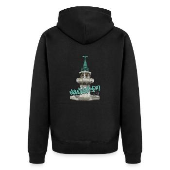 Kriegerbrunnen // Nördlingen // Illustration - Unisex Premium Bio Zip Hoodie - Schwarz - Hinten - Nico (187cm)