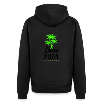 Ibiza 2024 Palm Trees - Unisex Premium Organic Zip Hoodie - black - Back - Nico (187cm)