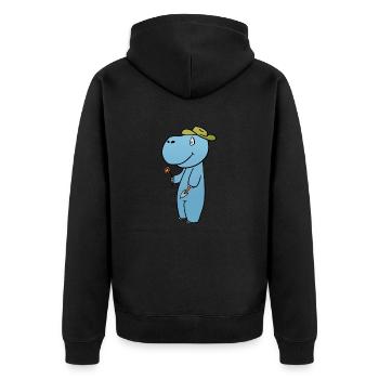 Nilpferd Garten - Unisex Premium Bio Zip Hoodie - Schwarz - Hinten - Nico (187cm)