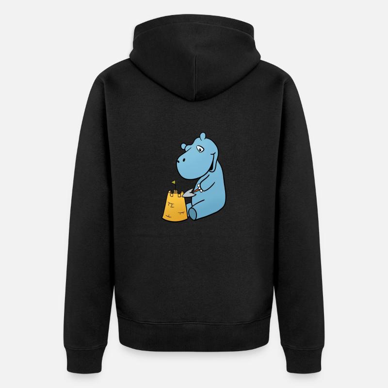 Château de sable d’hippopotame - Veste à capuche bio Premium Unisexe - noir