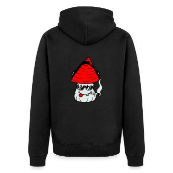 Lustiger DJ Party Fliegenpilz Pilz Musik Club Spaß - Unisex Premium Bio Zip Hoodie - Schwarz - Hinten - Nico (187cm)