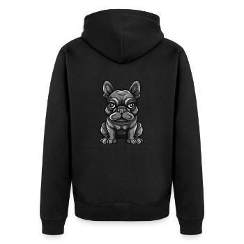 bulldogge hund comic - Unisex Premium Bio Zip Hoodie - Schwarz - Hinten - Nico (187cm)
