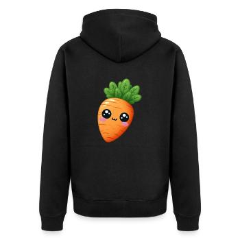 Kawaii Karotte - Unisex Premium Bio Zip Hoodie - Schwarz - Hinten - Nico (187cm)