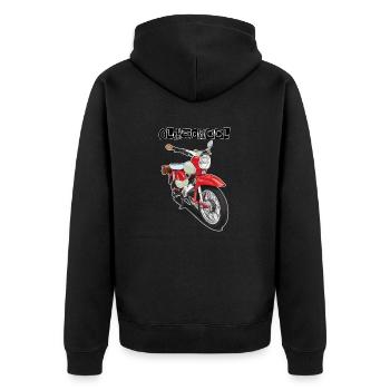 Star (rot) // Illustration - Unisex Premium Bio Zip Hoodie - Schwarz - Hinten - Nico (187cm)