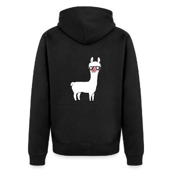 Llama Nerd Geek Lunettes à monture de corne Smart Funny Grimace - Veste à capuche bio Premium Unisexe - noir - Dos - Nico (187cm)