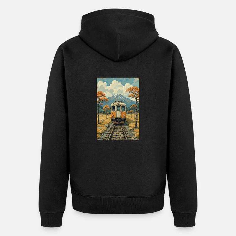 Image de train rétro - Veste à capuche bio Premium Unisexe - noir