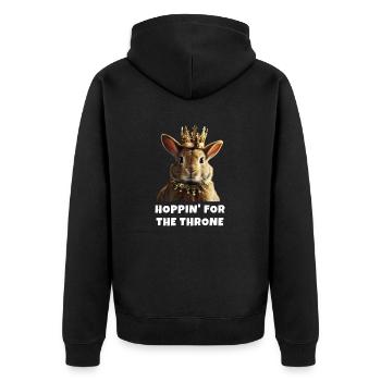 Hoppin' for the Throne rabbit lover - Unisex Premium Organic Zip Hoodie - black - Back - Nico (187cm)