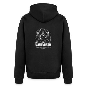 CANE CORSO coolest people Wilsign's dog talk - Unisex Premium Organic Zip Hoodie - black - Back - Nico (187cm)