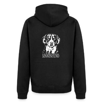 Entlebucher Sennenhund Portrait Hunde Wilsigns - Unisex Premium Bio Zip Hoodie - Schwarz - Hinten - Nico (187cm)